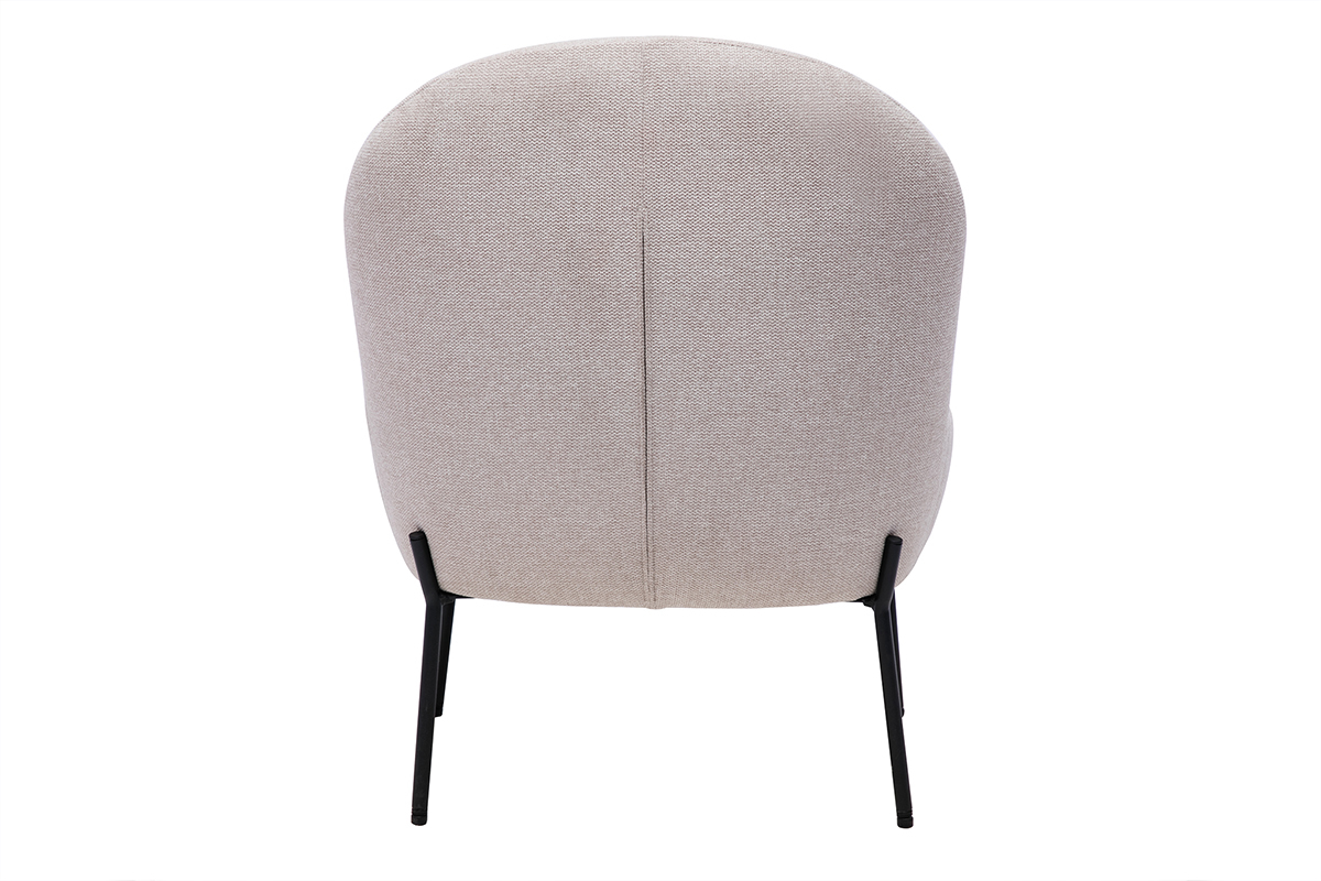 Fauteuil en tissu effet velours textur beige et mtal noir BELEY