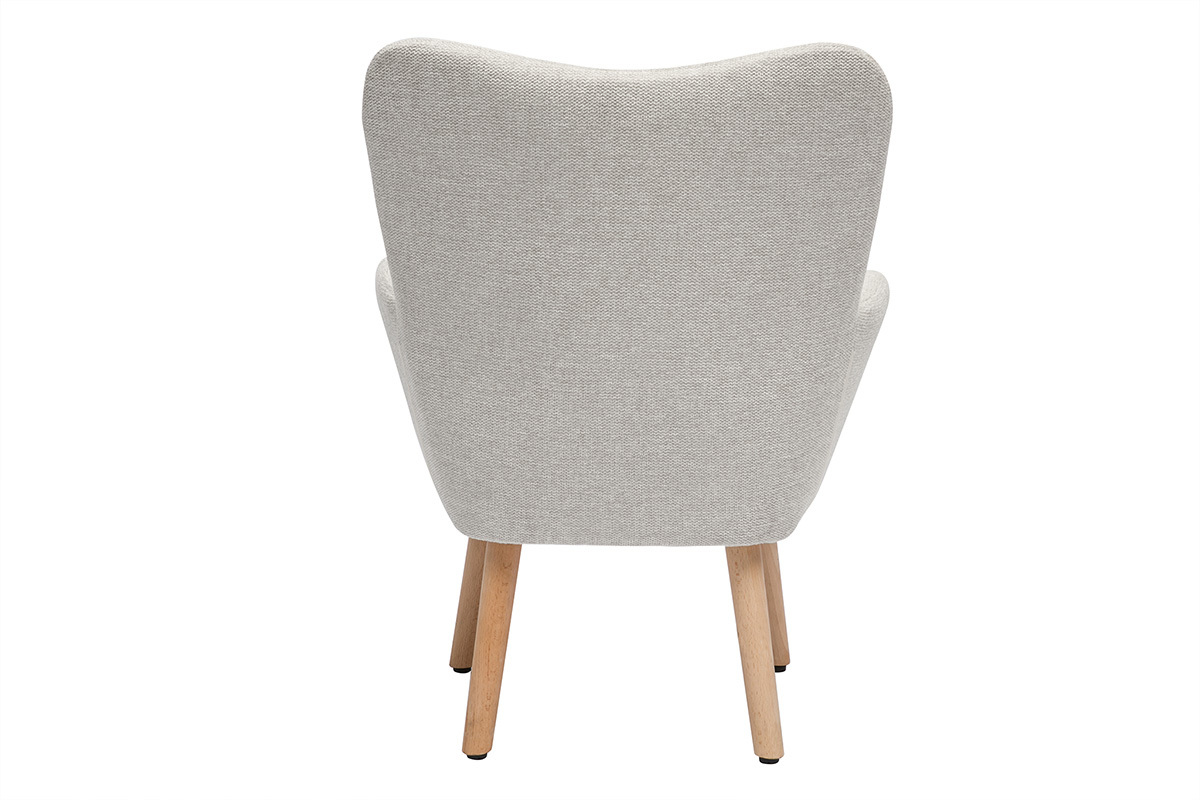 Fauteuil enfant scandinave en tissu effet velours textur beige et bois clair BABY BRISTOL