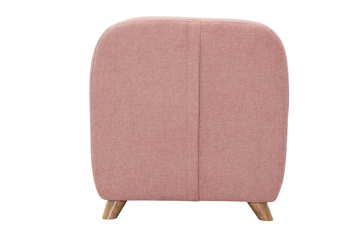 Fauteuil enfant scandinave en tissu effet velours textur rose et bois clair NORKID