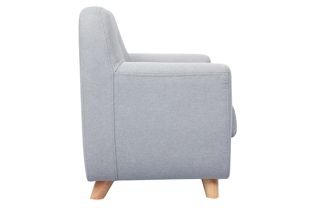 Fauteuil enfant scandinave en tissu gris clair et bois clair NORKID