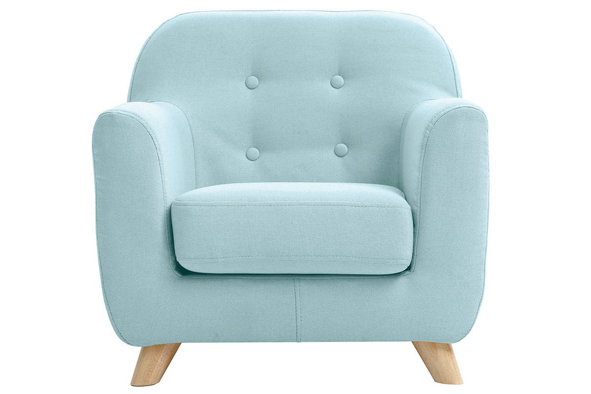 Fauteuil enfant scandinave en tissu menthe  l'eau et bois clair NORKID