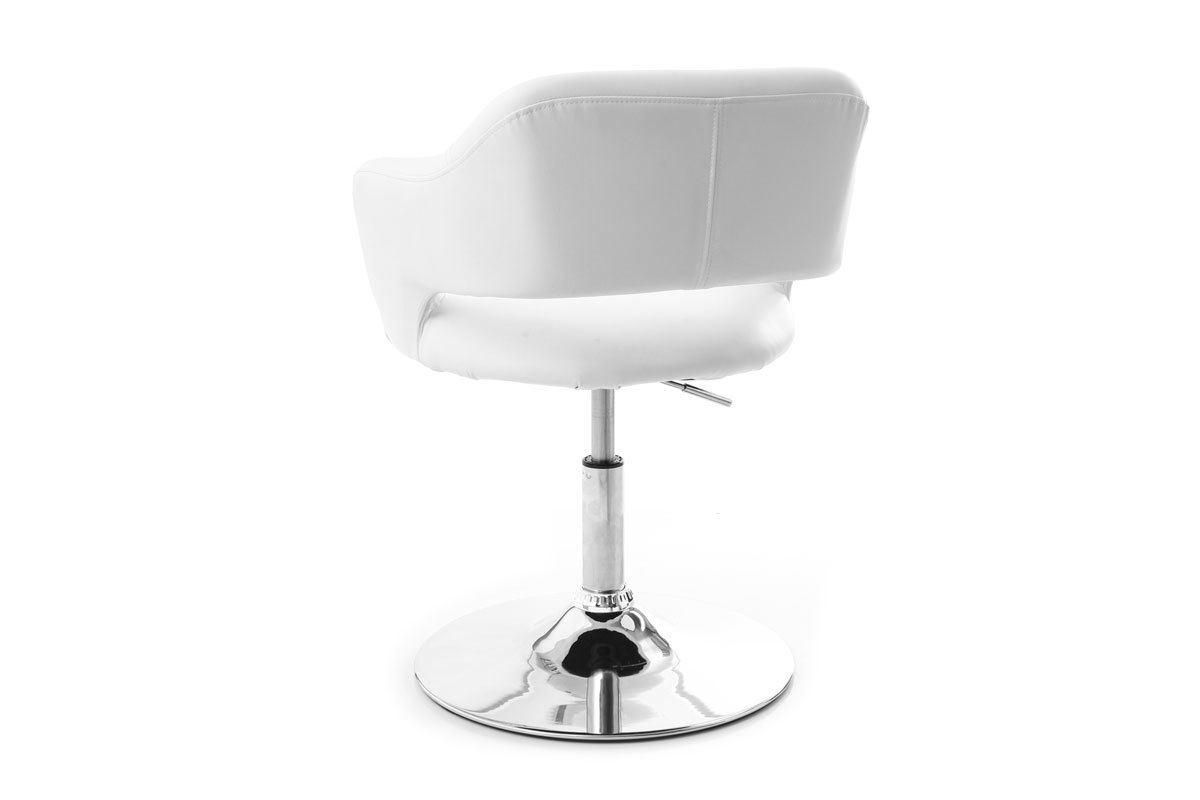 Fauteuil pivotant design blanc et acier chrom JESSY