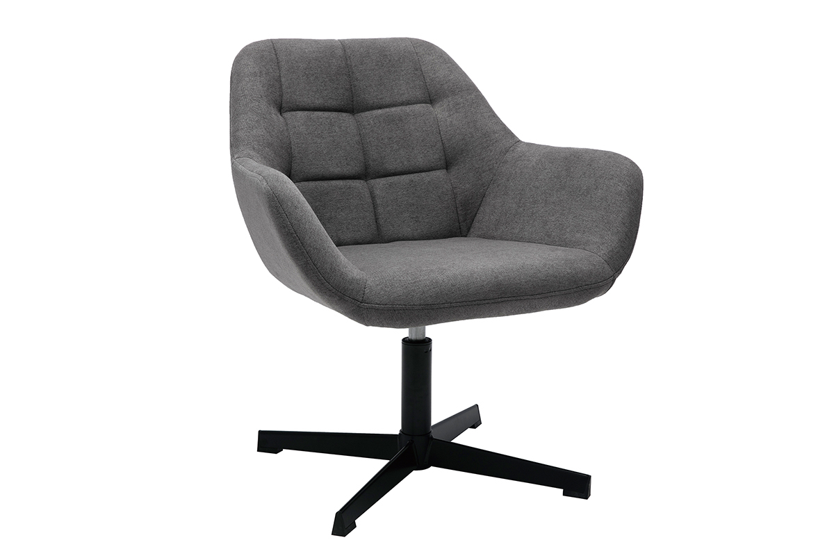 Fauteuil pivotant design en tissu effet velours gris et mtal noir DARWIN