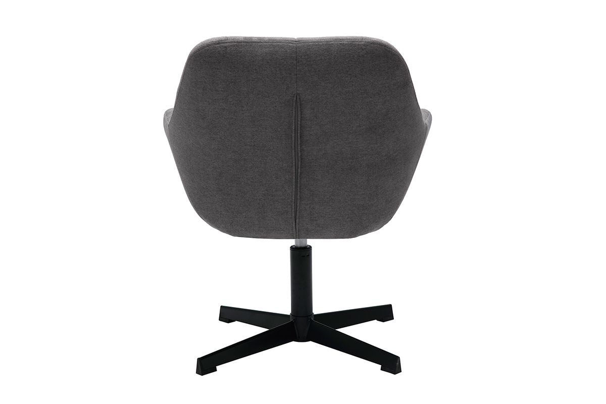 Fauteuil pivotant design en tissu effet velours gris et mtal noir DARWIN