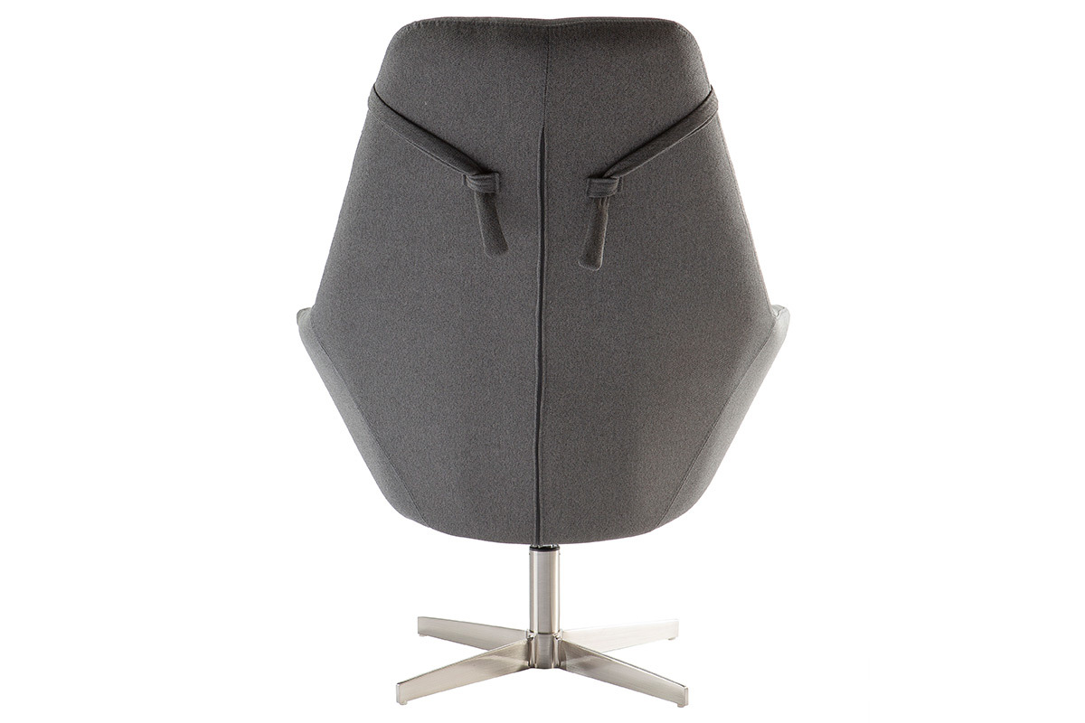 Fauteuil pivotant design en tissu gris fonc et acier chrom AMADEO