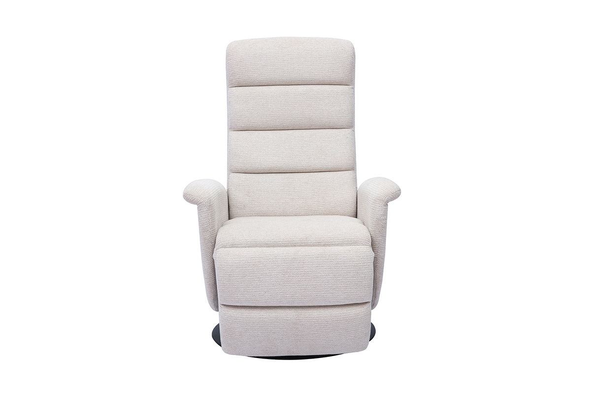 Fauteuil pivotant relax manuel en tissu chenille beige NELSON