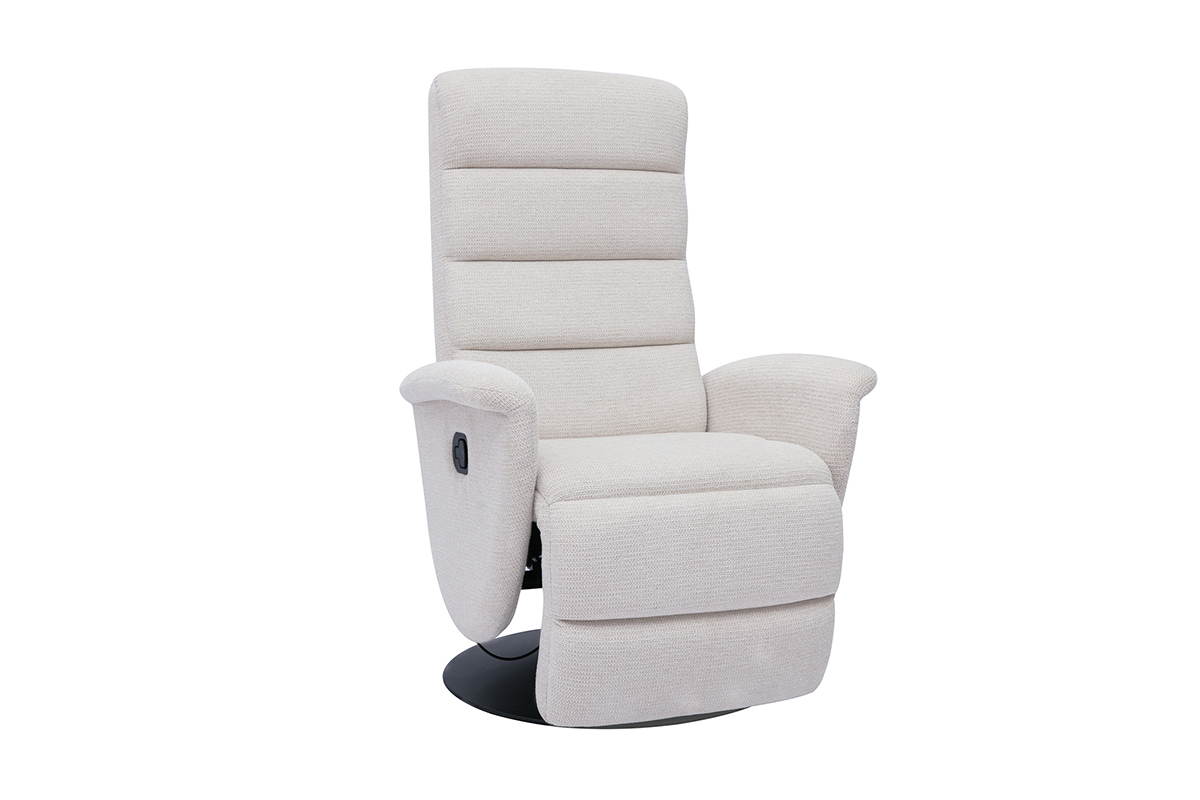 Fauteuil pivotant relax manuel en tissu chenille beige NELSON