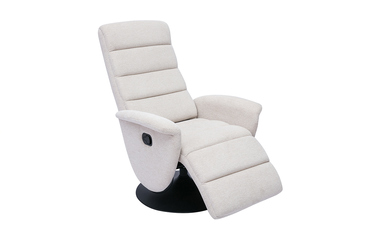 Fauteuil pivotant relax manuel en tissu chenille beige NELSON