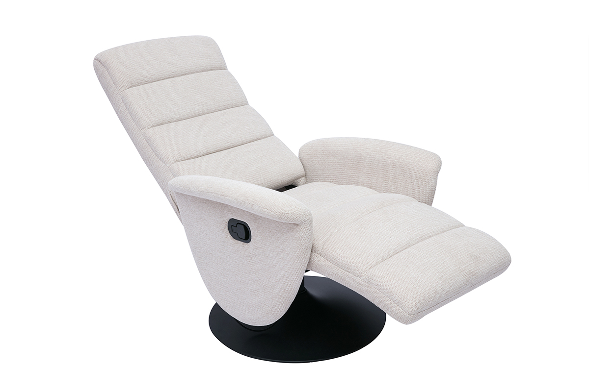 Fauteuil pivotant relax manuel en tissu chenille beige NELSON