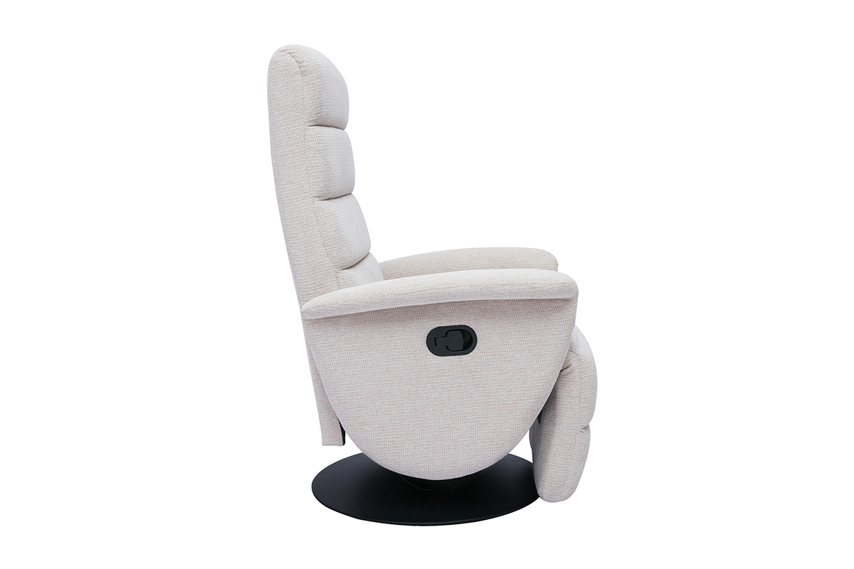 Fauteuil pivotant relax manuel en tissu chenille beige NELSON