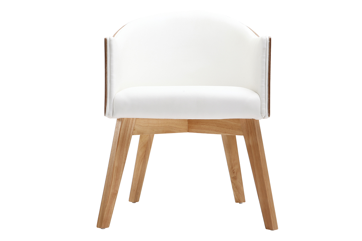 Fauteuil scandinave blanc et bois clair NORDECO