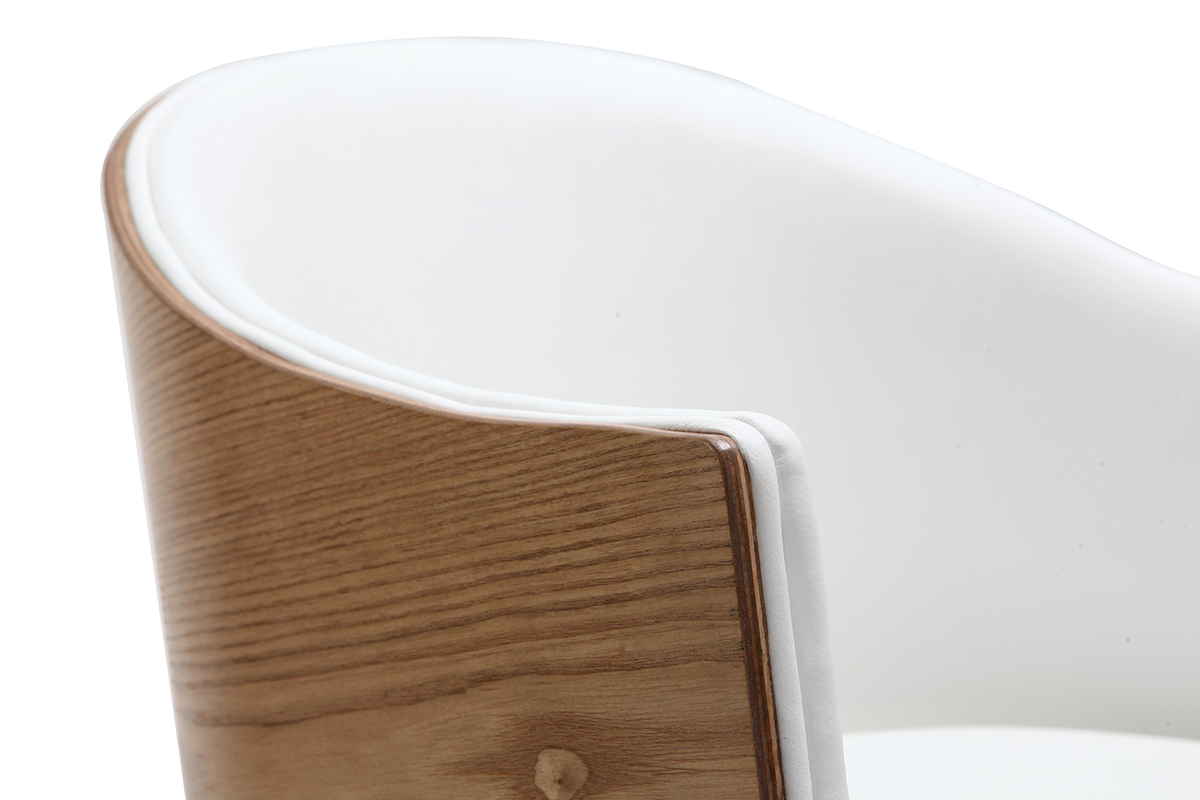 Fauteuil scandinave blanc et bois clair NORDECO