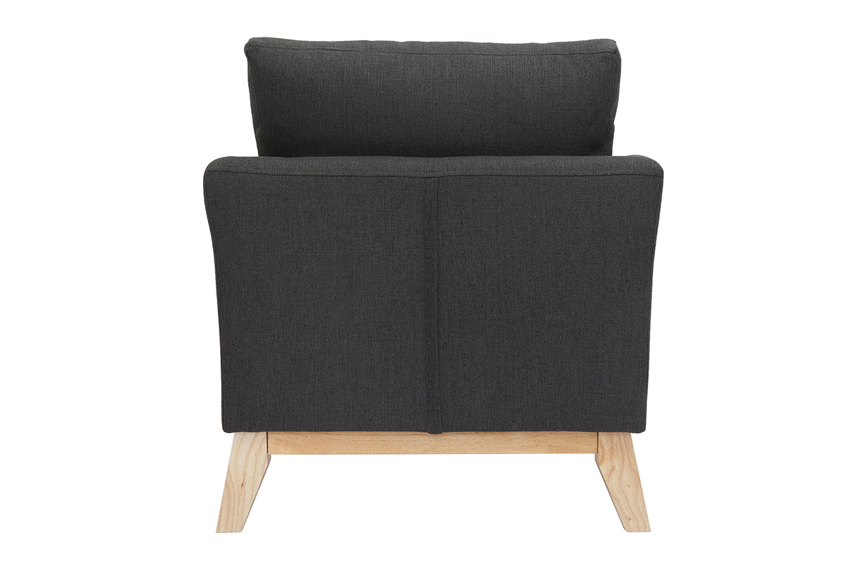 Fauteuil scandinave dhoussable en tissu gris fonc et bois clair OSLO