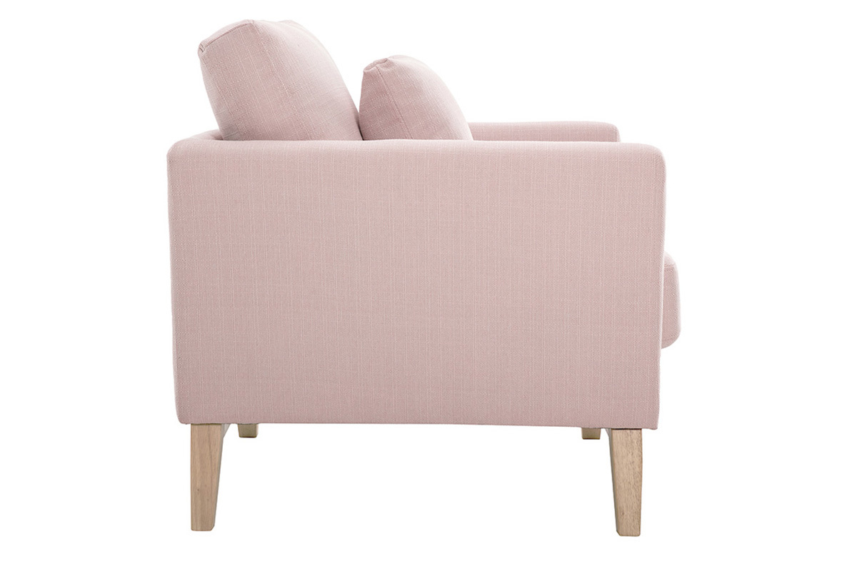 Fauteuil scandinave dhoussable en tissu rose et bois clair OSLO