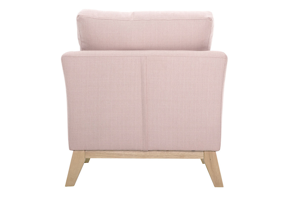 Fauteuil scandinave dhoussable en tissu rose et bois clair OSLO