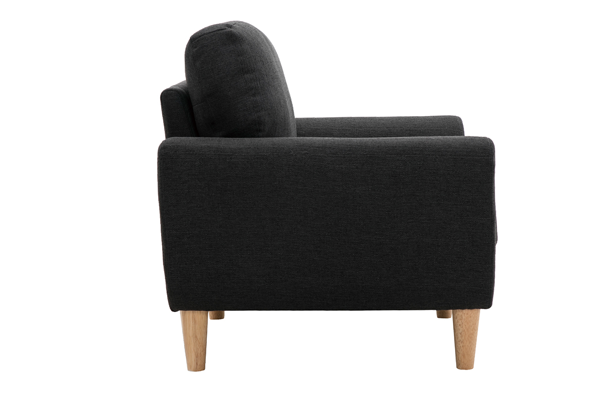 Fauteuil scandinave en tissu gris anthracite et bois clair ALICE