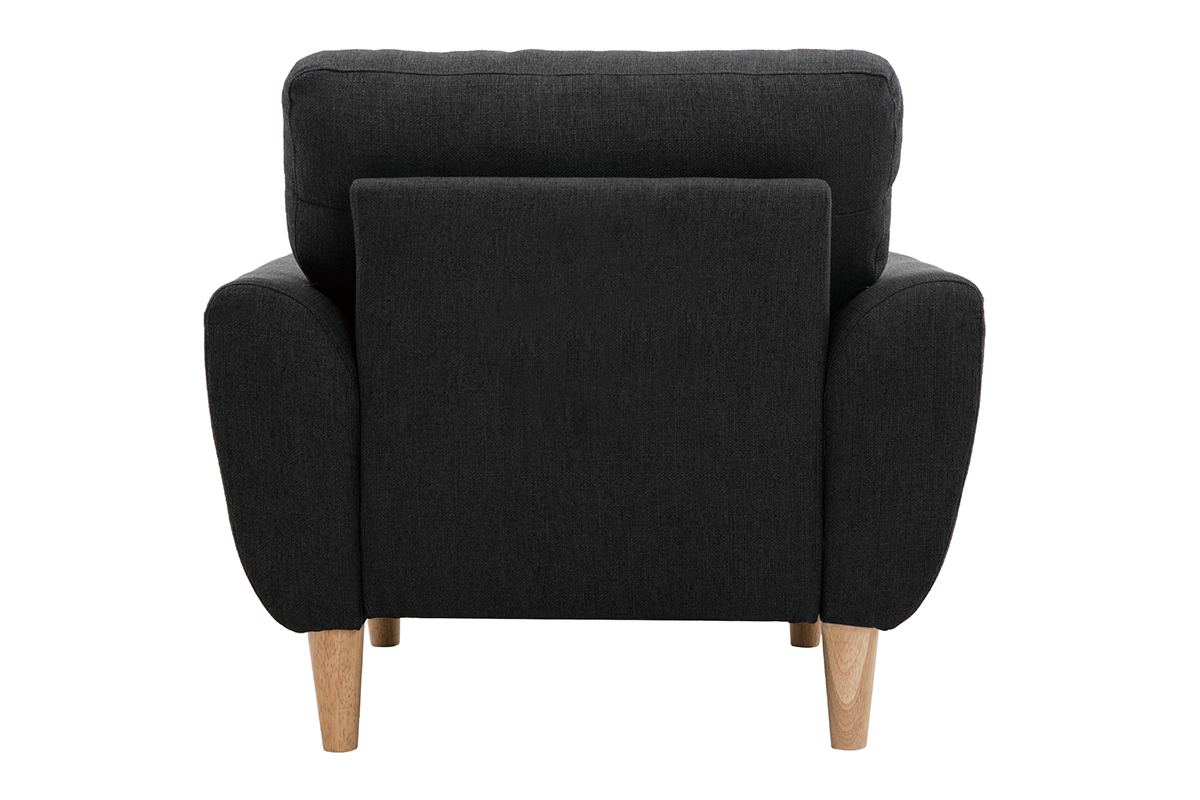 Fauteuil scandinave en tissu gris anthracite et bois clair ALICE