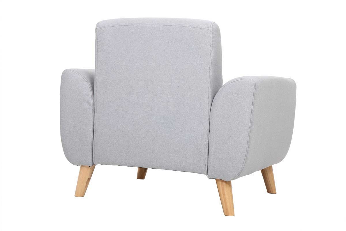 Fauteuil scandinave en tissu gris clair et bois clair EKTOR