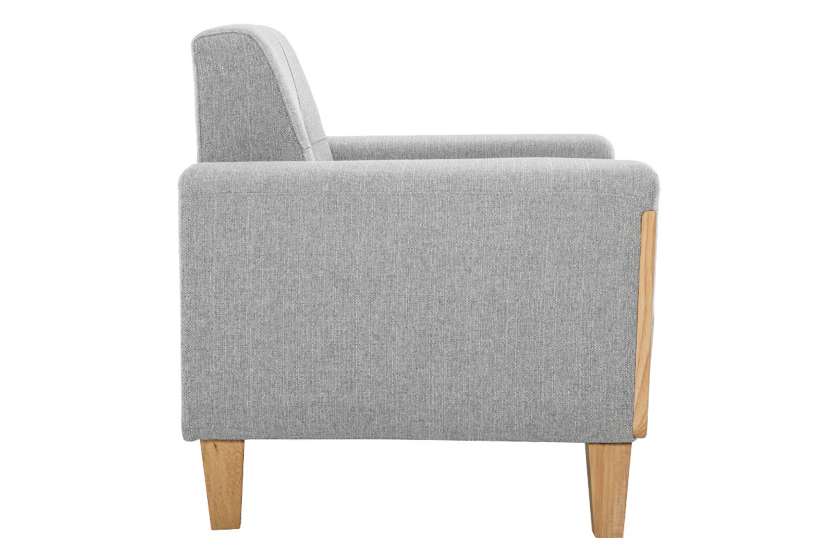 Fauteuil scandinave en tissu gris et bois clair FJORD