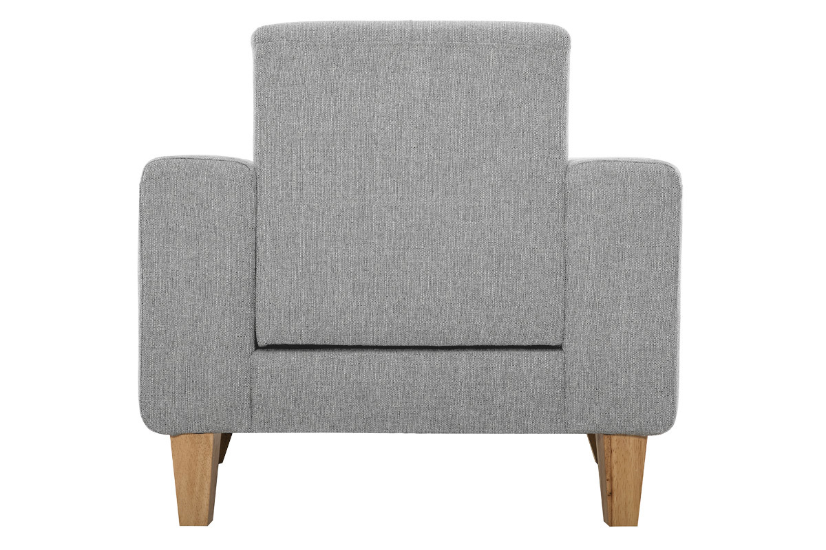 Fauteuil scandinave en tissu gris et bois clair FJORD