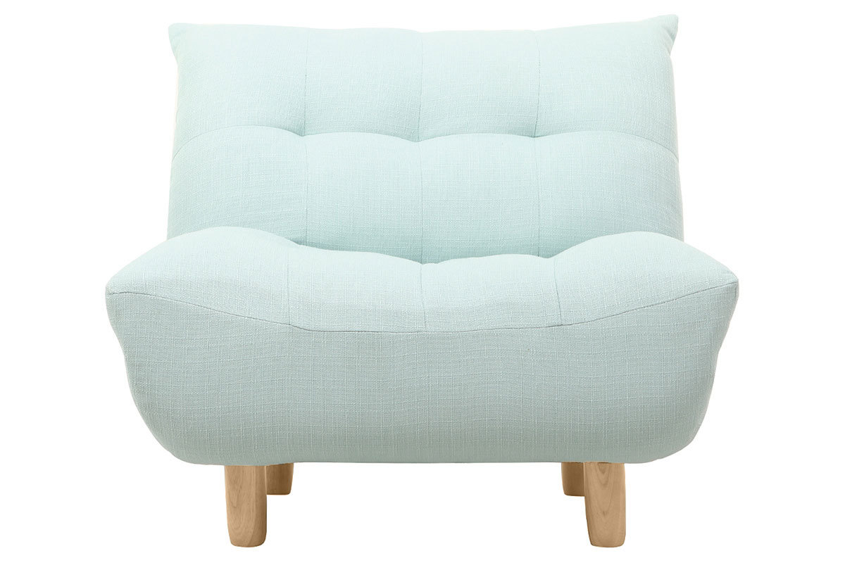 Fauteuil scandinave en tissu menthe  l'eau et bois clair YUMI