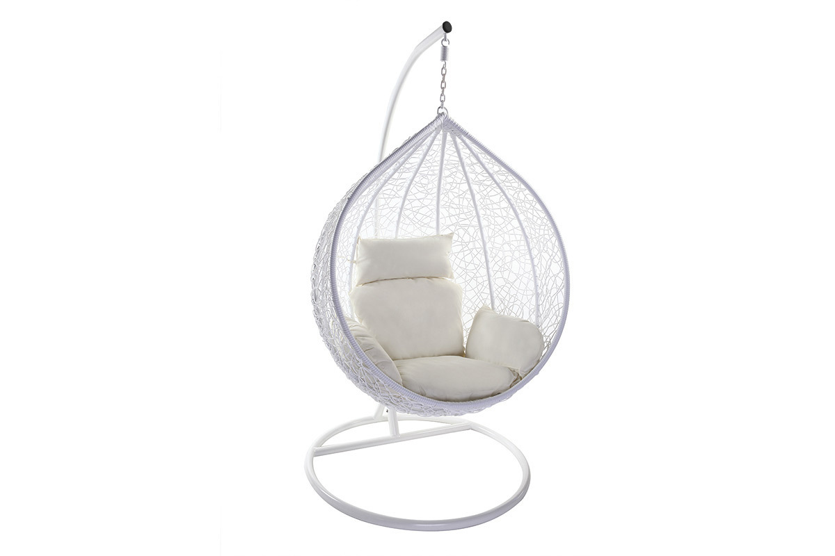 Fauteuil suspendu blanc  sur pied en rsine et mtal MOJO