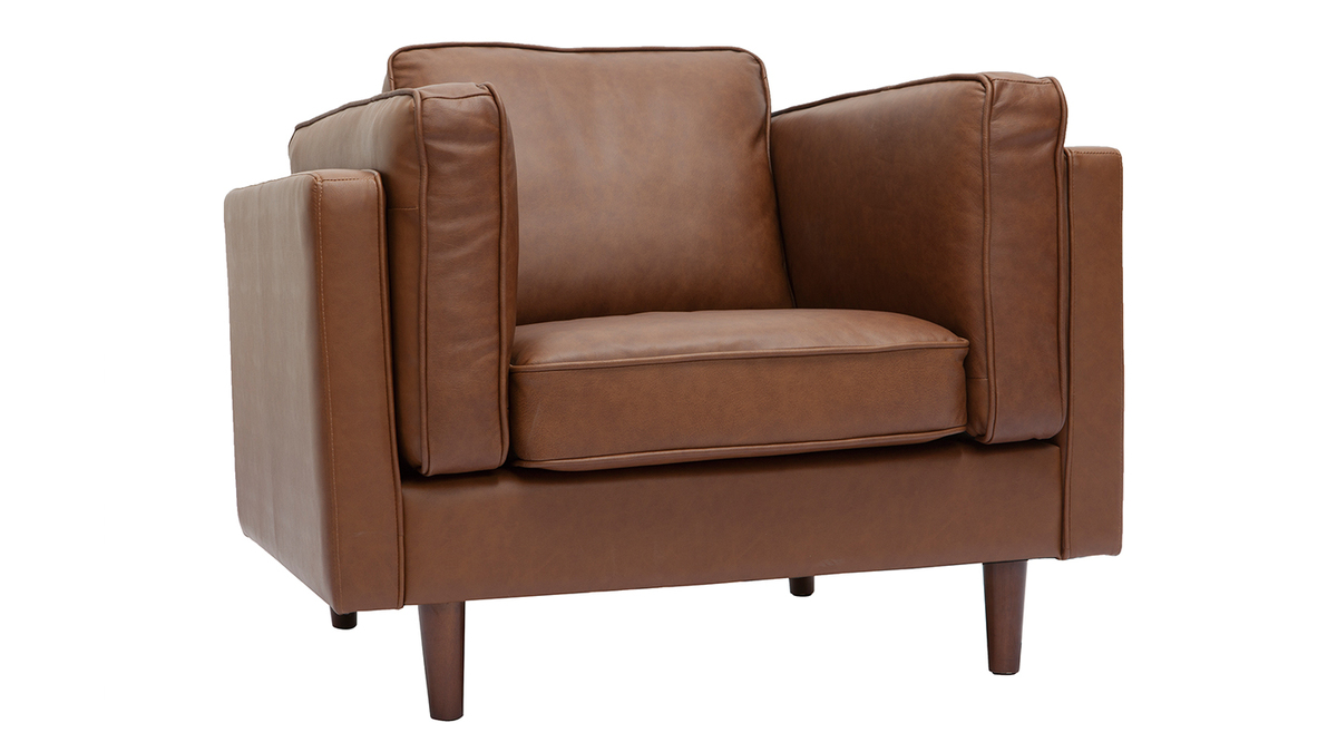 Fauteuil vintage cuir marron BRADLEY