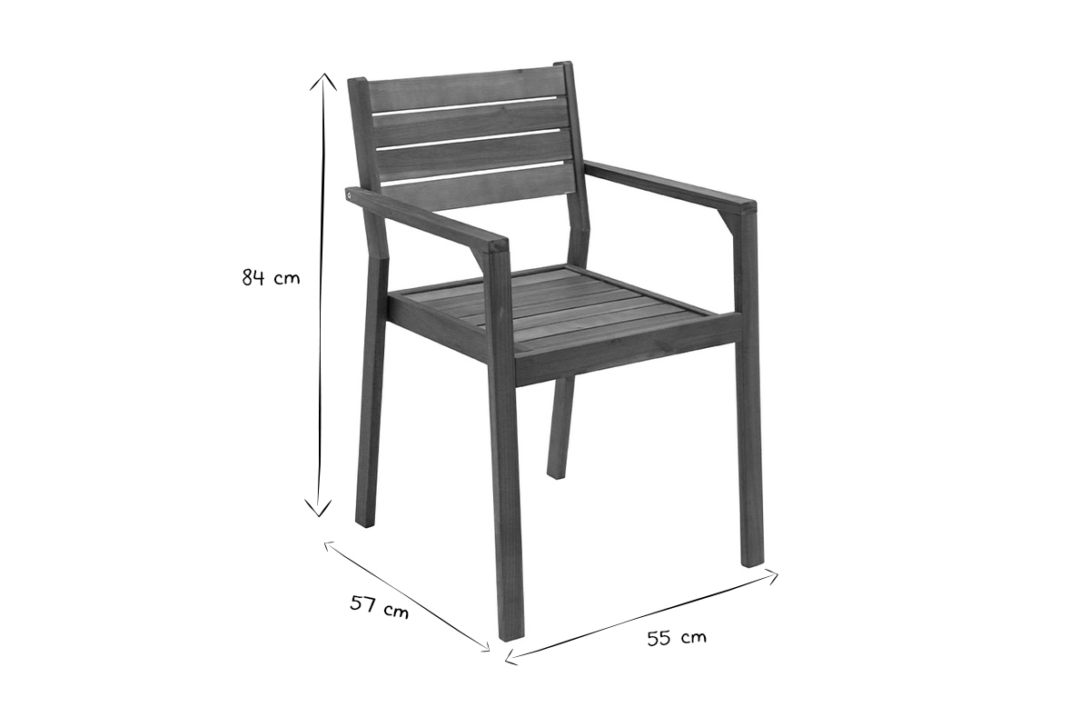 Fauteuils de jardin empilables en bois massif (lot de 2) CANOPEE