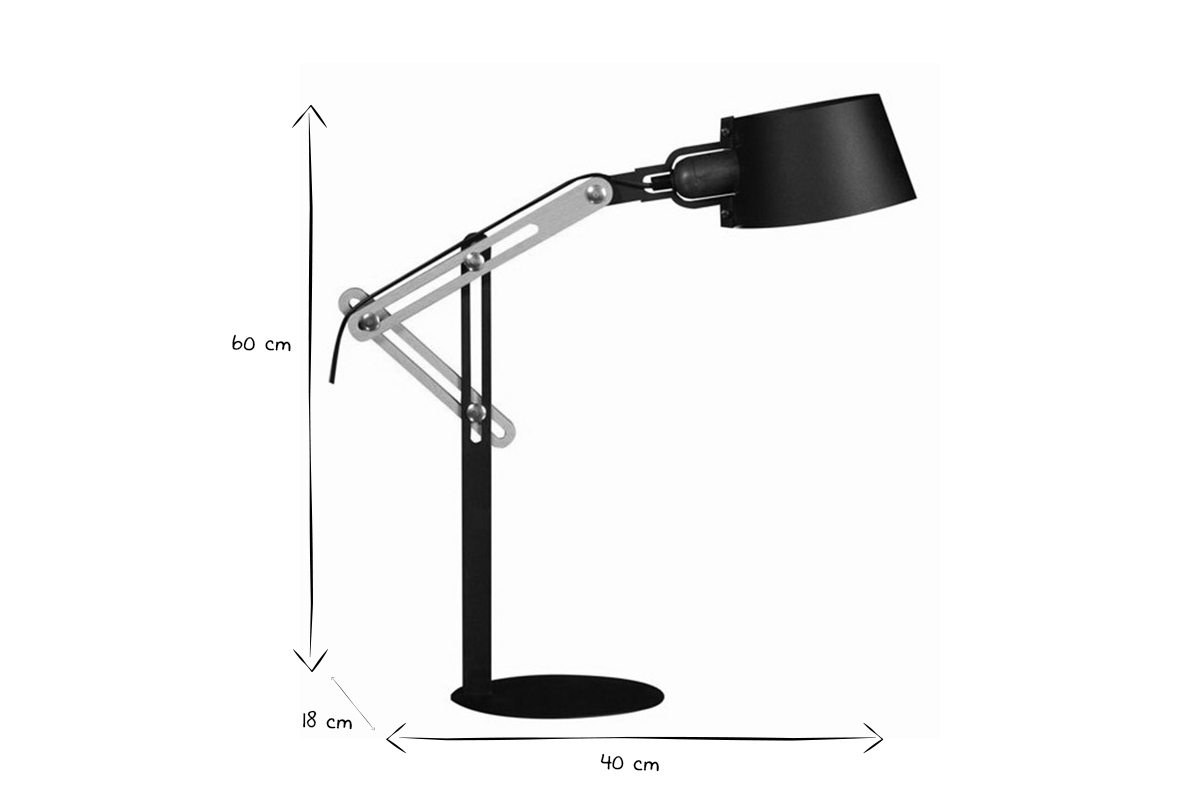 Lampe  poser design en bois clair et mtal noir H60 cm BILLY