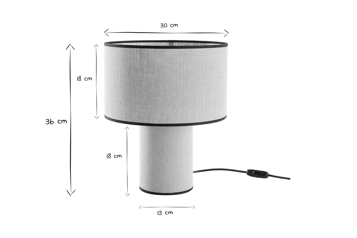 Lampe  poser design en lin et coton noir H36 cm SLOT