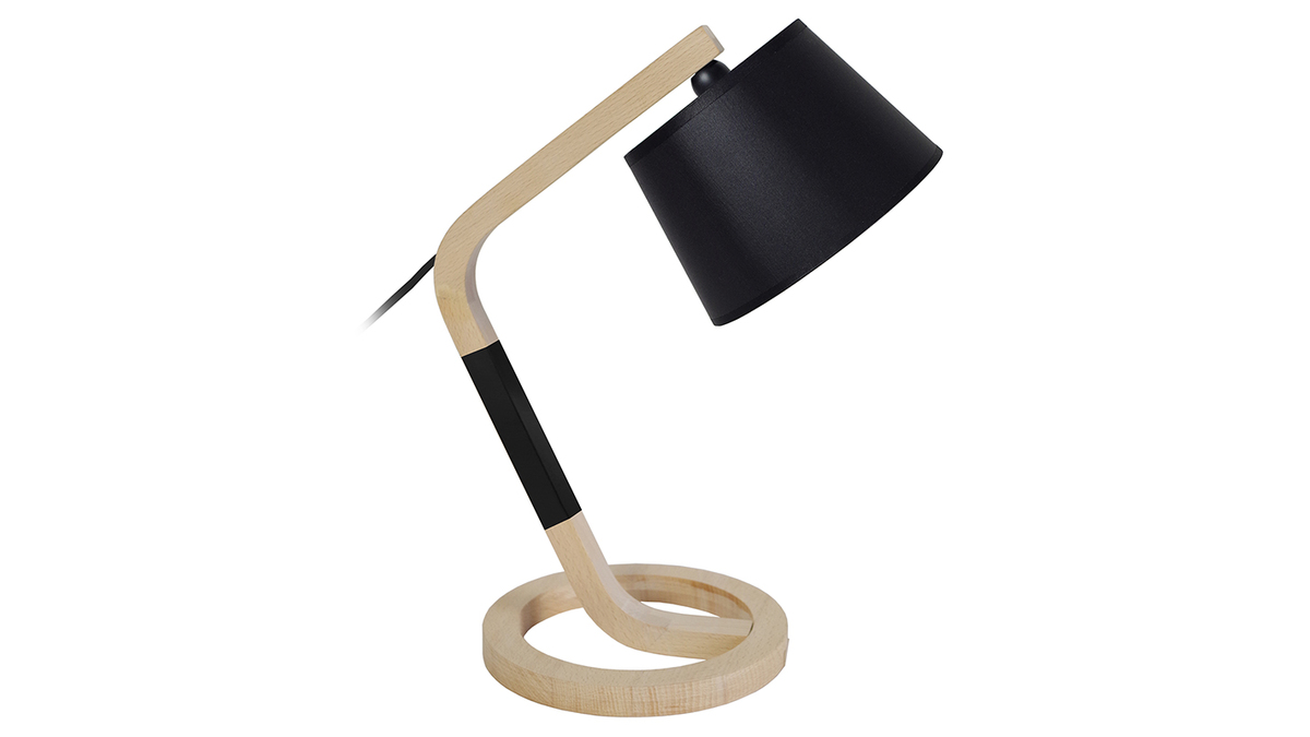 Lampe  poser design pied cercle bois noir TWIST