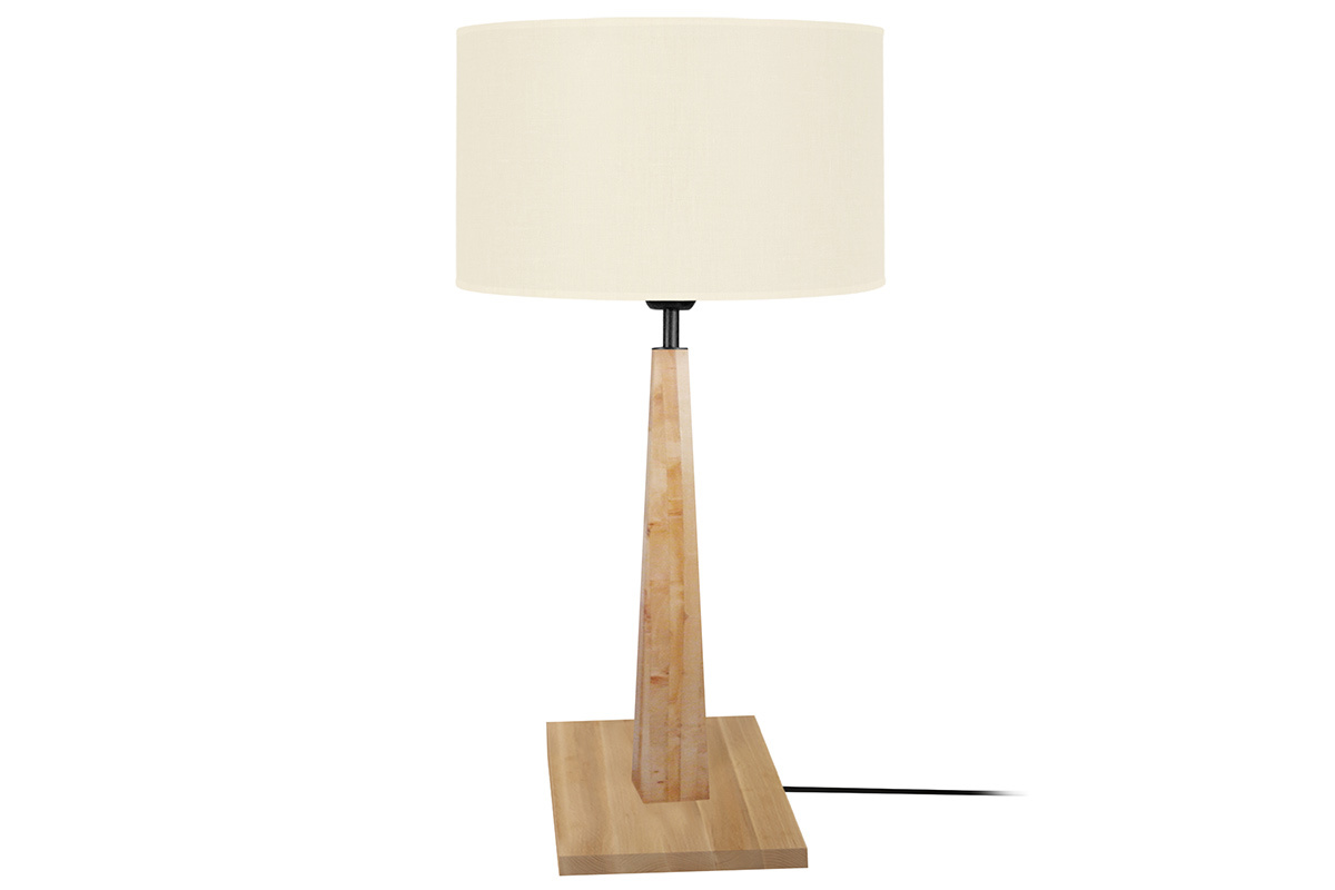 Lampe  poser en bois clair avec abat-jour cru H54 cm NIDRA