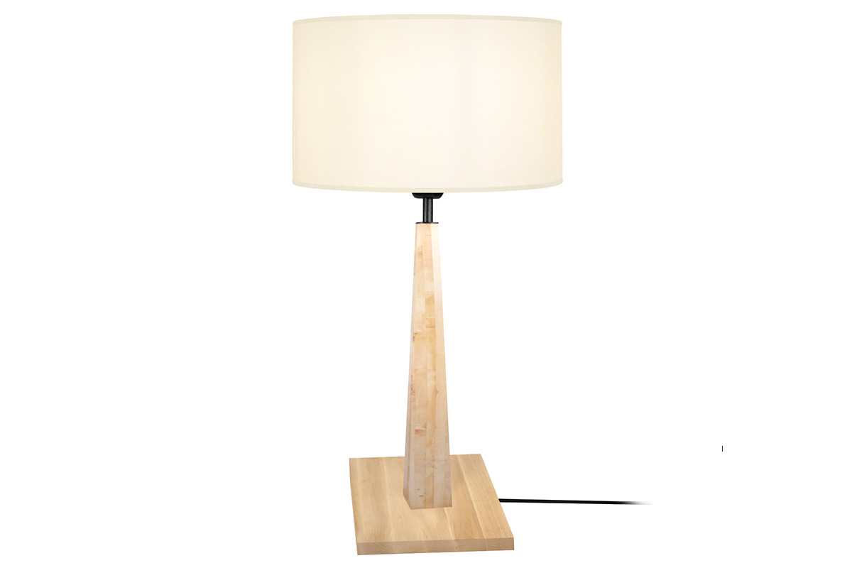 Lampe  poser en bois clair avec abat-jour cru H54 cm NIDRA