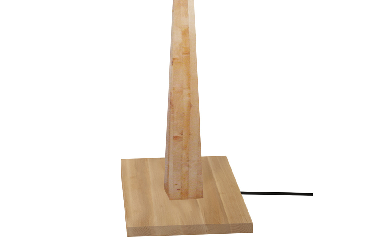 Lampe  poser en bois clair avec abat-jour cru H54 cm NIDRA