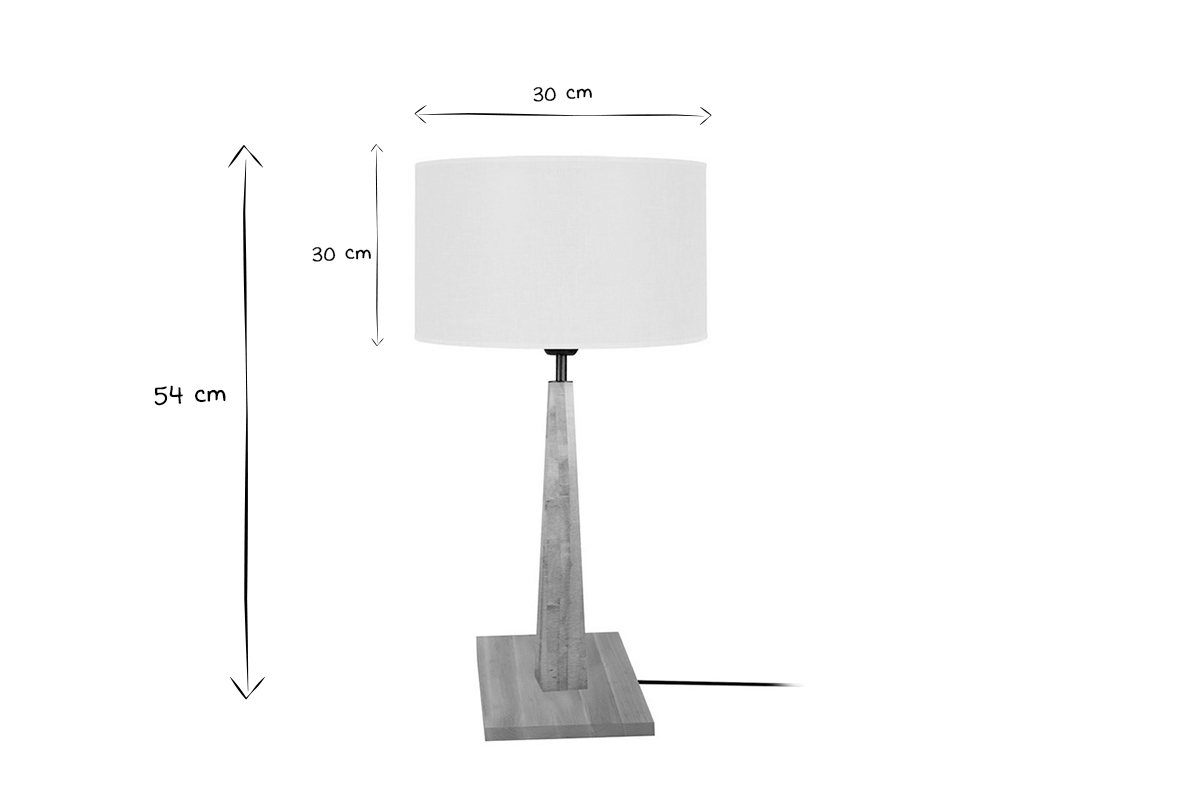 Lampe  poser en bois clair avec abat-jour cru H54 cm NIDRA