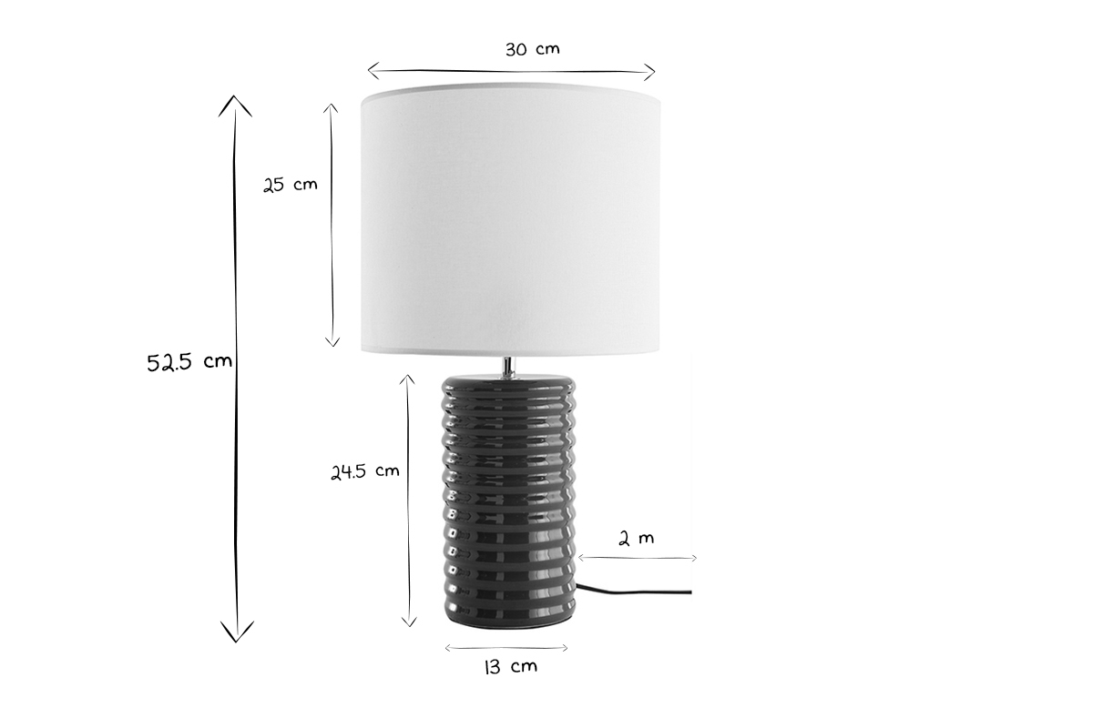 Lampe  poser en cramique maille bleu canard et abat-jour cru H53 cm BERRO