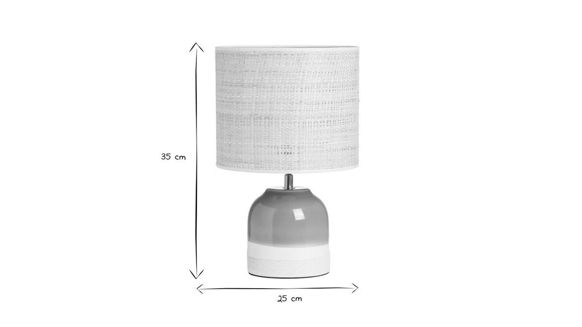 Lampe  poser verte en cramique et abat-jour en rabane H35 cm PIEGA