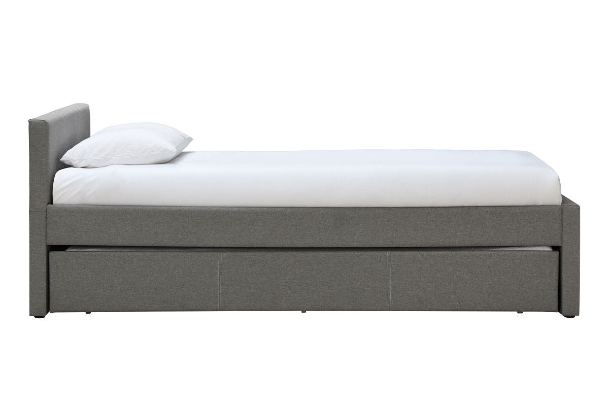 Lit gigogne gris 90x190 cm MACCO