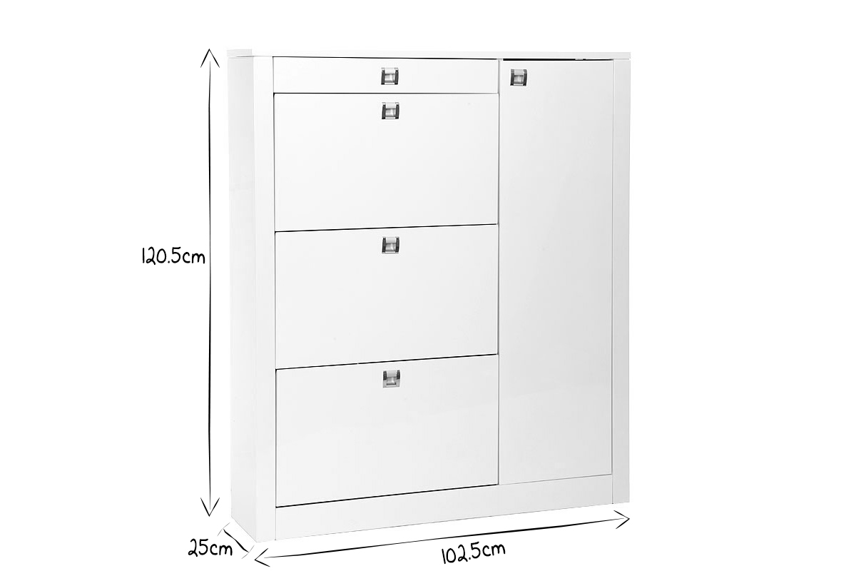 Meuble  chaussures design finition blanc laqu brillant L103 cm REVA