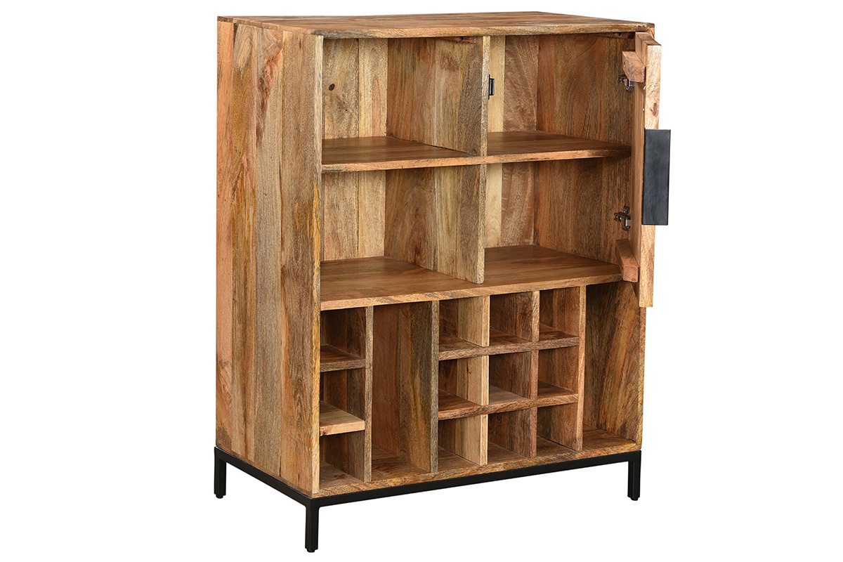 Meuble range-bouteilles en bois manguier massif L80 cm HIPPOLYTE