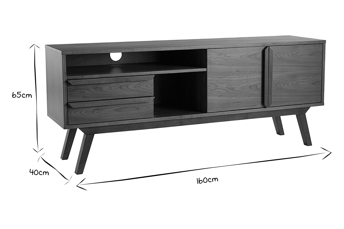 Meuble TV - Buffet vintage bois fonc noyer L160 cm VOLVER