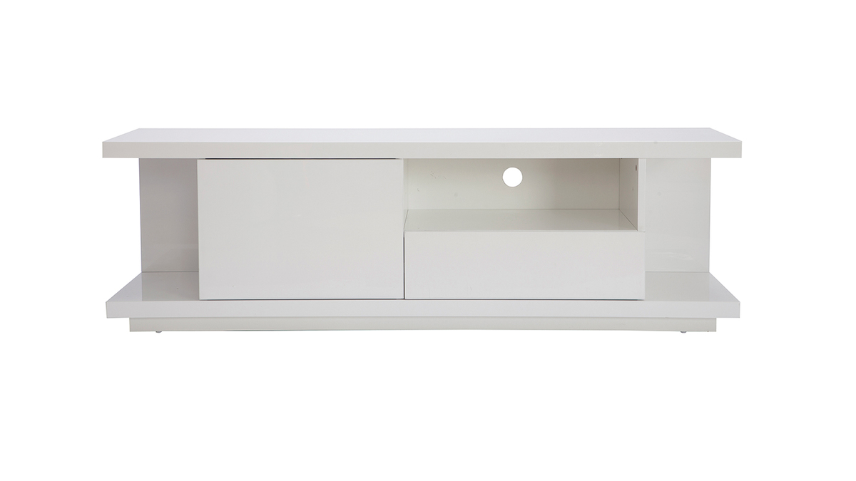 Meuble TV design blanc laqué brillant L150 cm KARY - Miliboo