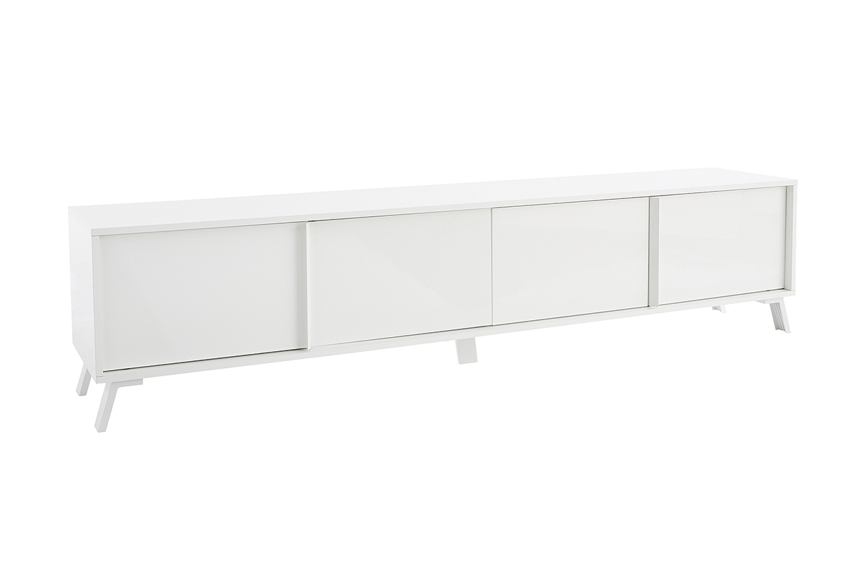 Meuble TV design finition blanc brillant L205 cm NEMA