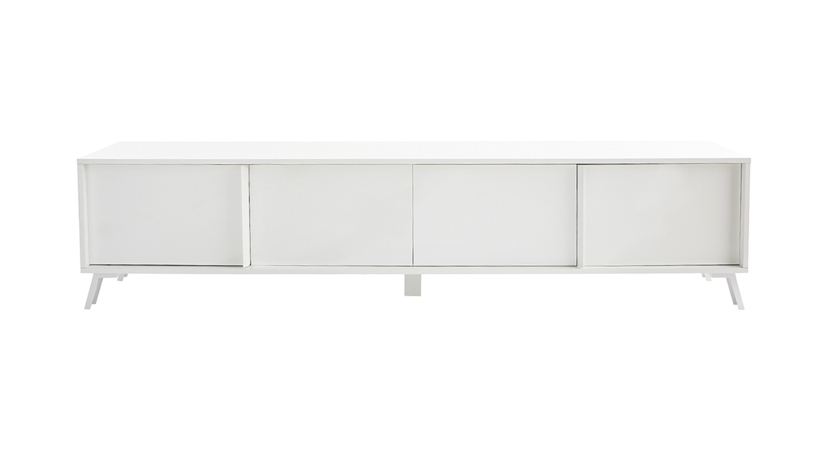 Meuble TV design finition blanc brillant L205 cm NEMA