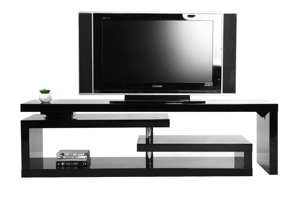 Meuble TV design laqu brillant noir pivotant L255 MAX V2