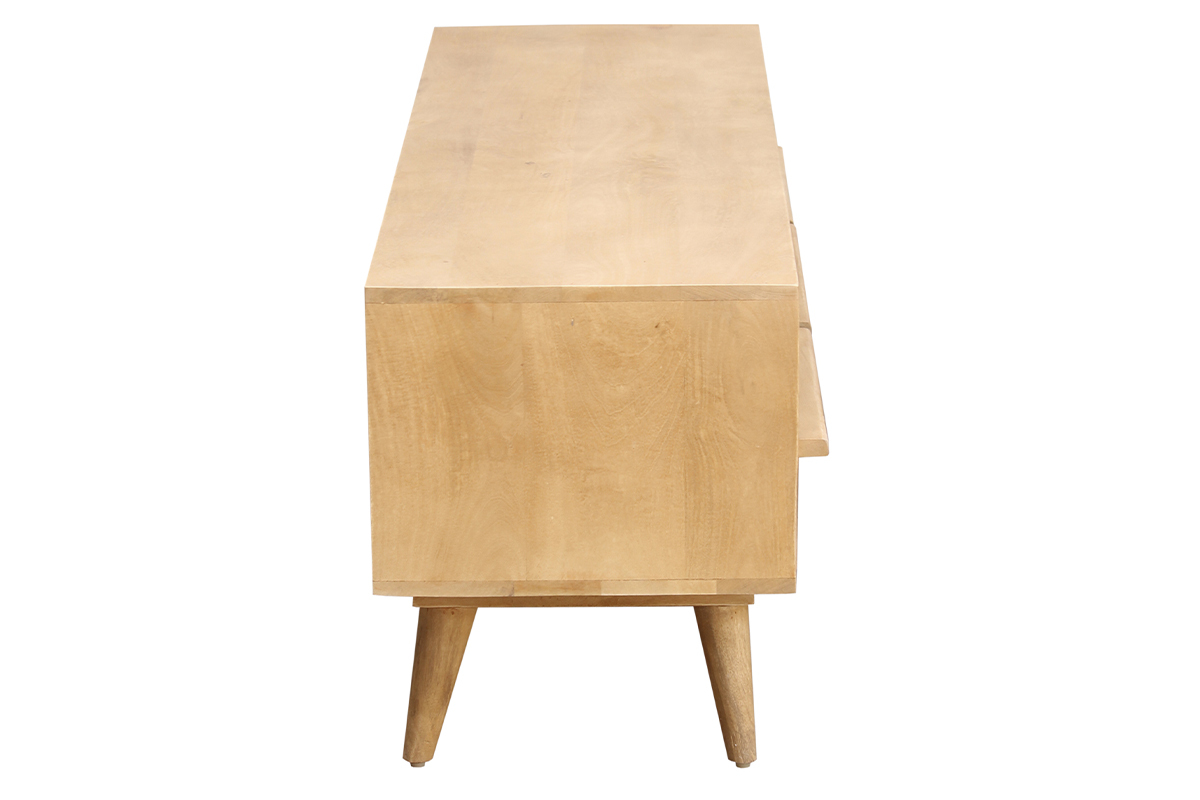 Meuble TV ethnique en bois manguier massif grav L130 cm KAFFIR