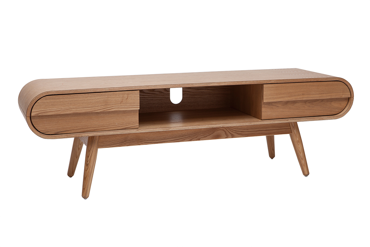 Meuble TV scandinave en bois clair 2 tiroirs L150 cm BALTIK