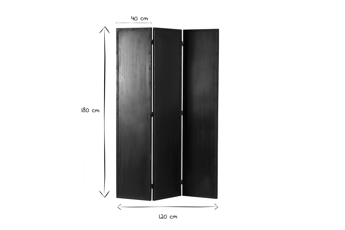 Paravent industriel en mtal noir L120 cm FACTORY