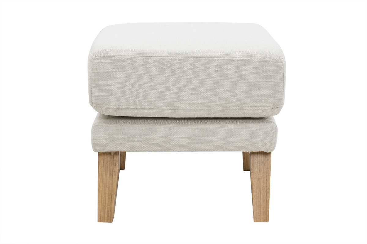 Pouf repose-pieds dhoussable scandinave en tissu beige et bois clair OSLO