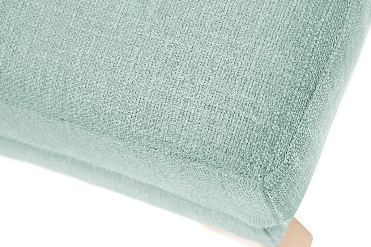 Pouf repose-pieds dhoussable scandinave en tissu vert lagon et bois clair OSLO